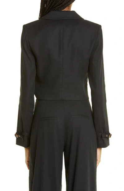 Shop Veronica Beard Girard Linen Blend Crop Jacket In Black