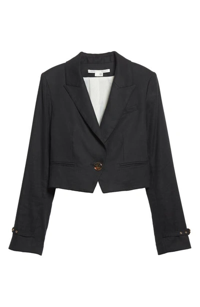 Shop Veronica Beard Girard Linen Blend Crop Jacket In Black