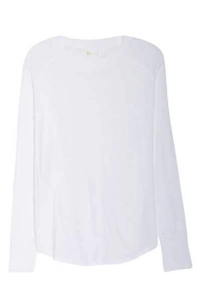 Shop Zella Relaxed Long Sleeve Slub Jersey T-shirt In White