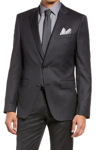Shop Hugo Boss Solid Wool Suit Jacket In Dark Grey