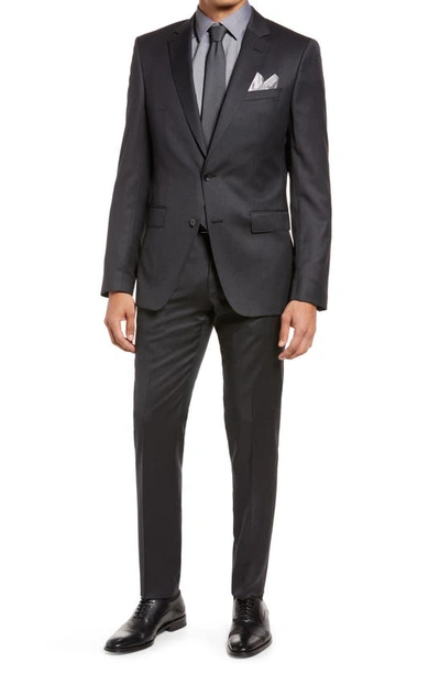 Shop Hugo Boss Boss Slim Fit Solid Wool Suit Jacket In Dark Grey