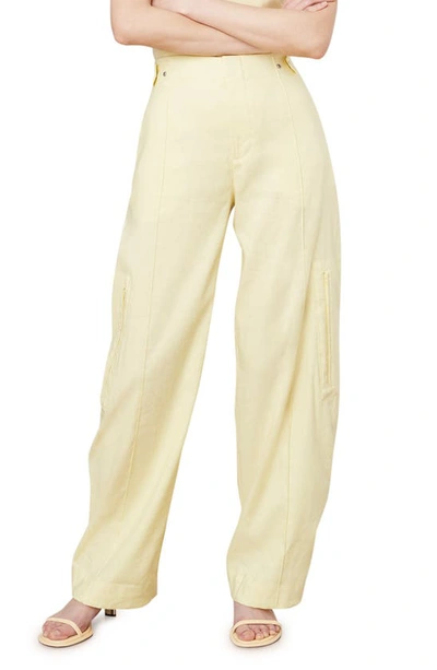 Shop Vince Linen Blend Utility Trousers In Pomelo