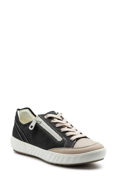 Shop Ara Aurora Zip Sneaker In Beige/black Leather