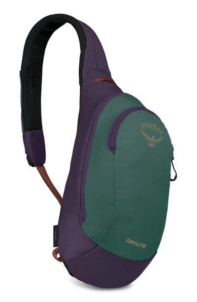 Shop Osprey Daylite Sling Backpack In Axo Green / Enchantment Purple