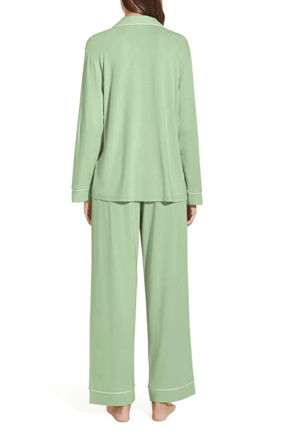 Shop Eberjey Gisele Jersey Knit Pajamas In Pistachio/ivory