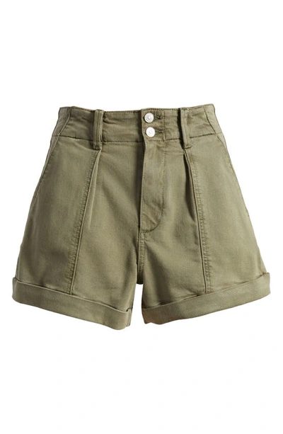 Shop Paige Brooklyn High Waist Utility Shorts In Vintage Ivy Green