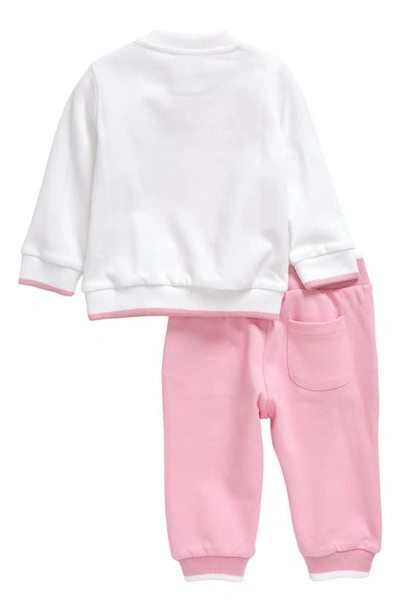 Shop Moschino Cotton Sweatshirt & Joggers Set In White/ Bonbon Pink