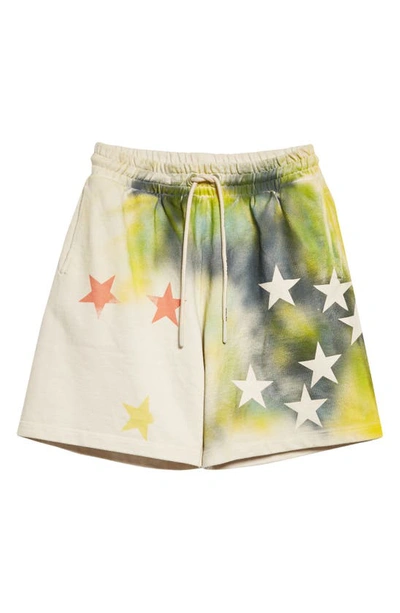 Shop Palm Angels Sprayed Stars Sweat Shorts In White Mult