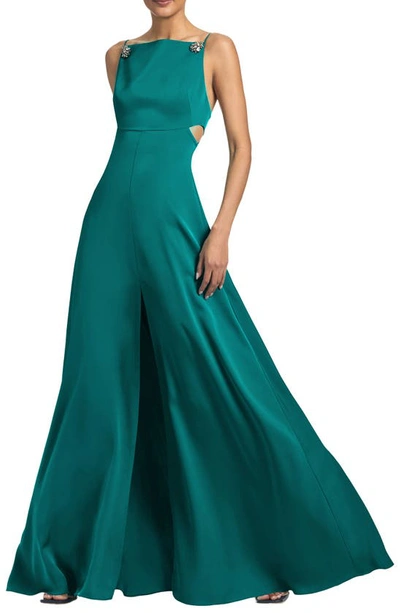 Shop Sachin & Babi Torence Satin Crepe A-line Gown In Dragonfly