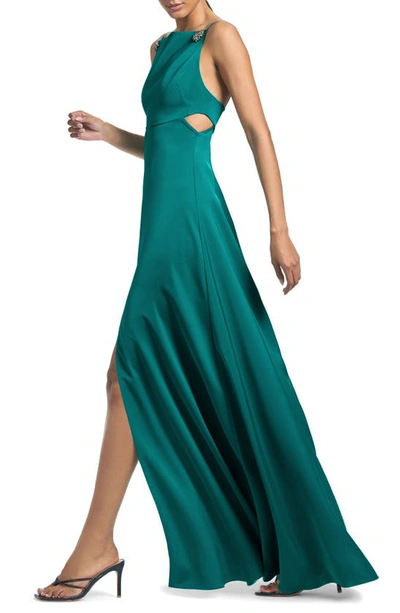 Shop Sachin & Babi Torence Satin Crepe A-line Gown In Dragonfly