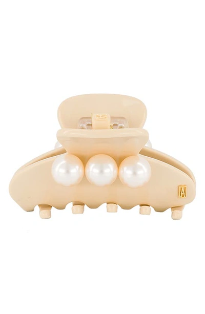 Shop Alexandre De Paris Imitation Pearl Hair Clip In Beige