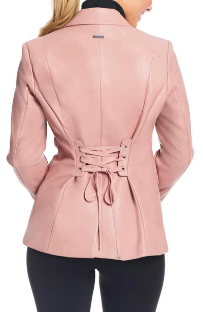 Shop Sanctuary Corset Back Faux Leather Blazer In Dusty Pink