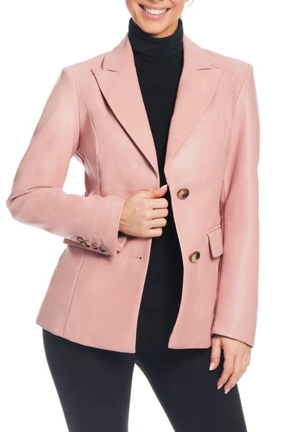 Shop Sanctuary Corset Back Faux Leather Blazer In Dusty Pink