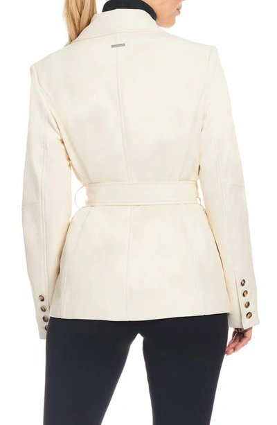 Shop Sanctuary Belted Faux Leather Blazer In Cream