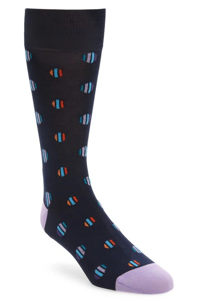 Shop Bugatchi Abstract Dress Socks In Navy