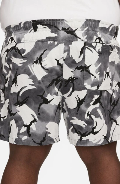 Shop Nike Camouflage Flow Shorts In Cool Grey/ White