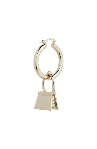 Shop Jacquemus Les Creoles Chiquito Charm Hoop Earrings In Light Gold 270
