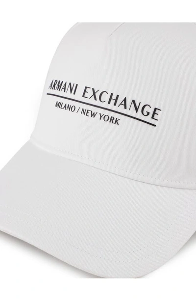 Shop Armani Exchange Logo Baseball Cap In White