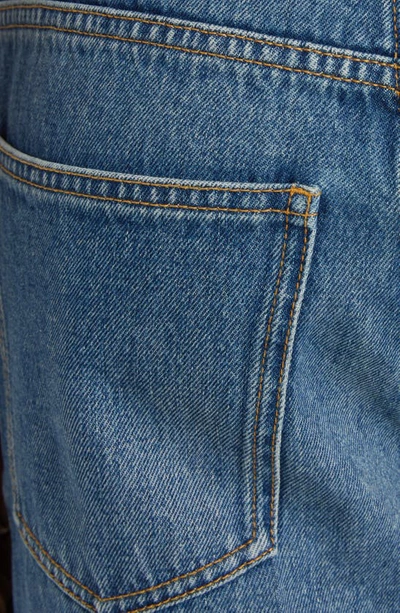 Shop Valentino Rigid Straight Leg Jeans In 558-medium Blue Denim