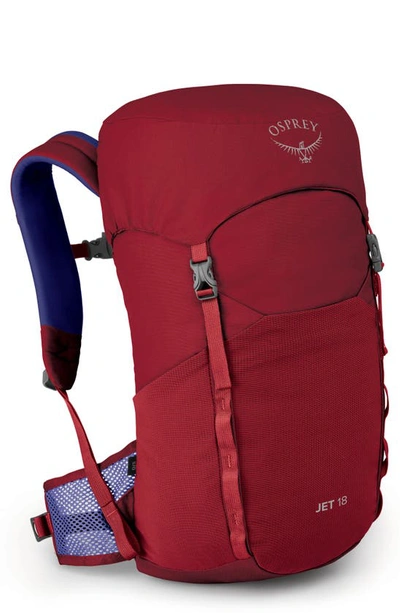 Shop Osprey Kids' Jet 18 Backpack In Cosmic Red