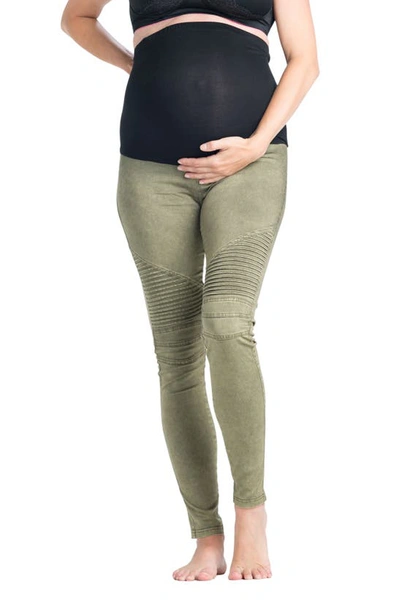Shop Preggo Leggings Moto Maternity Leggings In Green With Envy