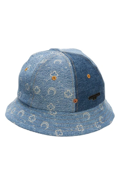 Shop Marine Serre Moon Regenerated Denim Bell Hat In Medium Dark Blue Moonogram