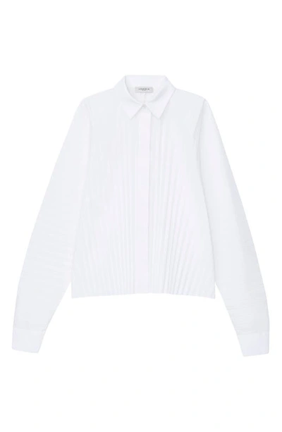 Shop Lafayette 148 Pleated Button-up Shirt In White