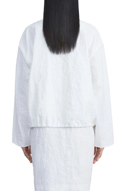 Lafayette 148 Crinkled Organic Linen Oversized Bomber In White