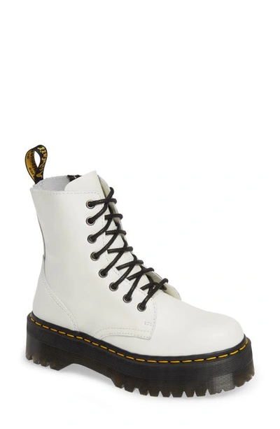 Dr. Martens' Jadon Smooth Platform Boots In White Smooth Leather