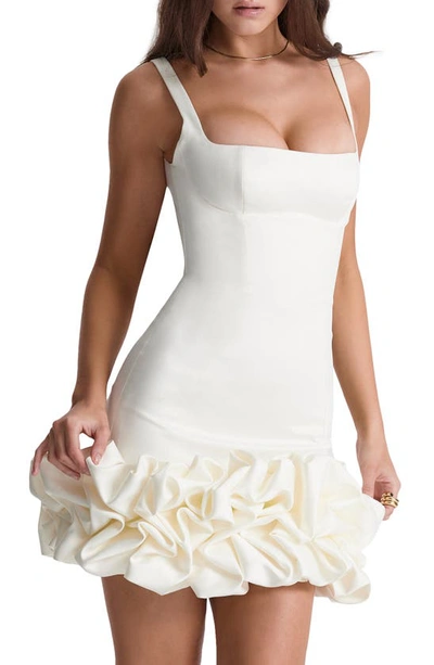 House Of Cb Lilou Ruffle Square Neck Minidress In Ivory
