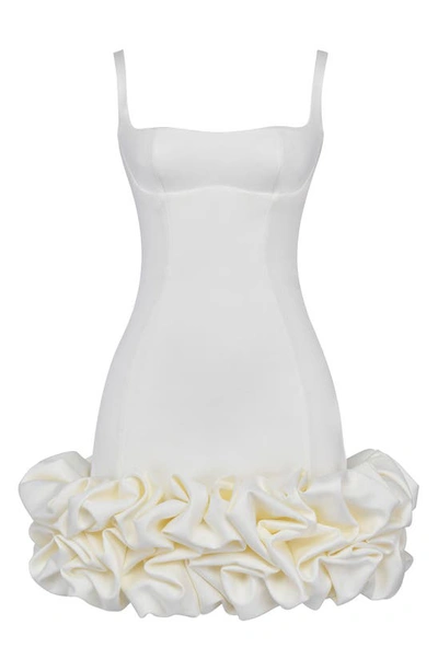 House Of Cb Lilou Ruffle Square Neck Minidress In Ivory