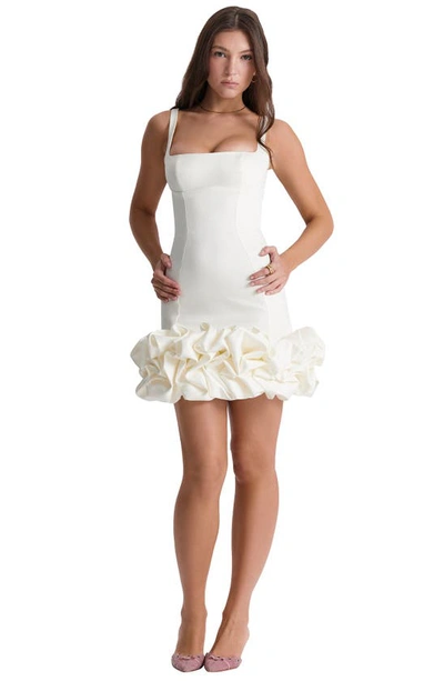 House Of Cb Lilou Ruffle Square Neck Minidress In Ivory