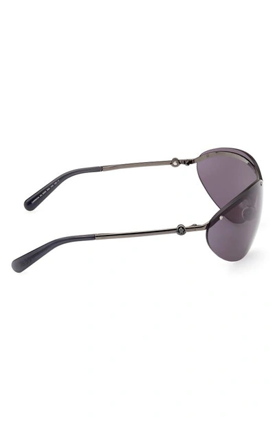 Shop Moncler Carrion Shield Sunglasses In Gunmetal Black / Smoke