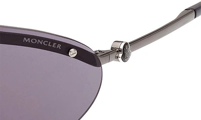 Shop Moncler Carrion Shield Sunglasses In Gunmetal Black / Smoke