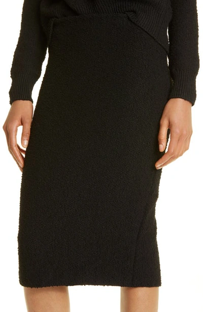 Shop Bottega Veneta Textured Tweed Pencil Skirt In 1000 Black