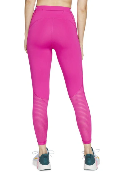 Shop Nike Pro Dri-fit High Rise Pocket Leggings In Active Pink/ White