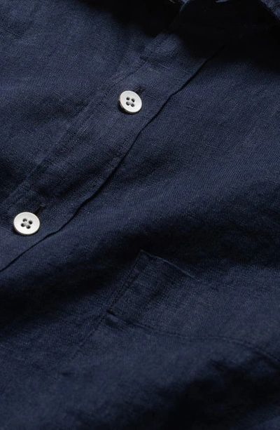 Shop Rodd & Gunn Seaford Linen Button-up Shirt In Midnight