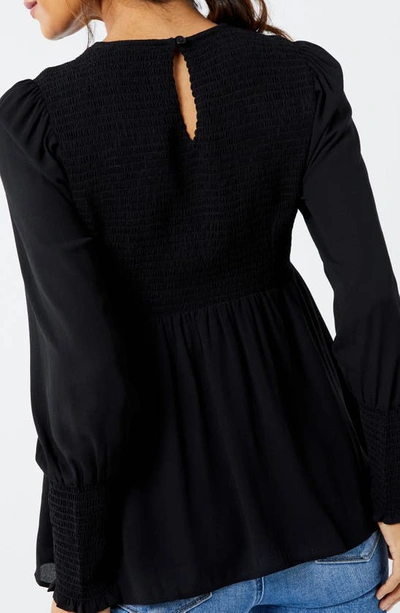 Shop A Pea In The Pod Smocked Long Sleeve Maternity Peplum In Black