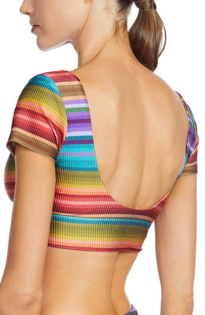Robin Piccone Ines T-shirt Bikini Top In Red Multi