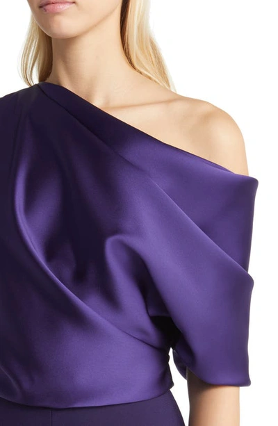 Shop Amsale One-shoulder Wide Leg Jumpsuit In Amethyst