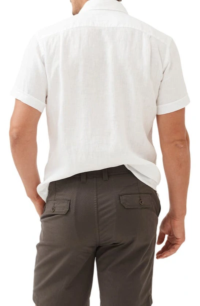 Shop Rodd & Gunn Ellerslie Short Sleeve Linen Button-up Shirt In Snow