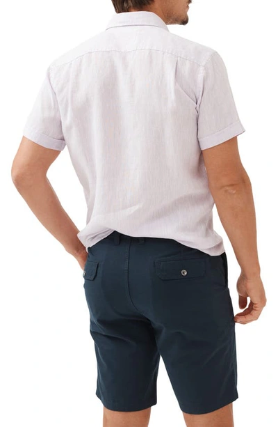 Shop Rodd & Gunn Ellerslie Short Sleeve Linen Button-up Shirt In Lilac