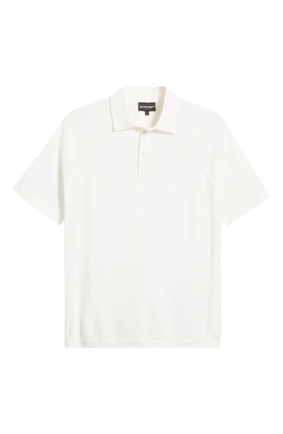 Shop Emporio Armani Solid Short Sleeve Polo Sweater In White