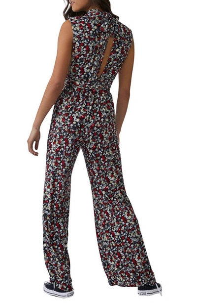 Shop Free People Vibe Check Tie Waist Jumpsuit In Black Ditsy Shell