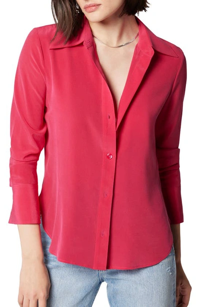 Shop Equipment Leona Silk Button-up Shirt In Cerise