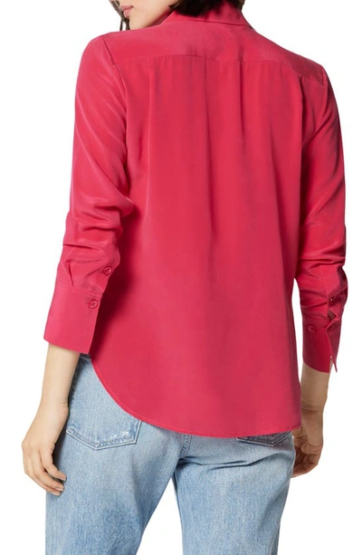 Shop Equipment Leona Silk Button-up Shirt In Cerise