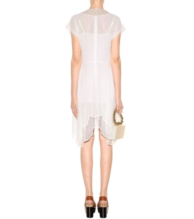Shop Stella Mccartney Clothide Embroidered Cotton-blend Dress In Pure White