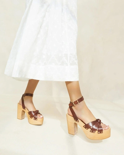 Shop Loeffler Randall Abbie Knotted Heeled Clog In Brown
