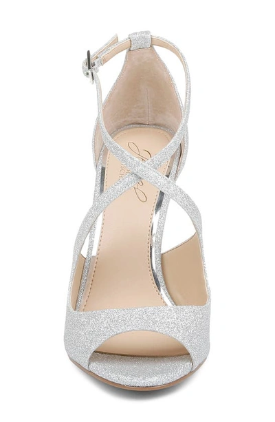 Jewel Badgley Mischka Women's Jonna Crisscross Peep Toe Evening Sandals In Silver Glitter