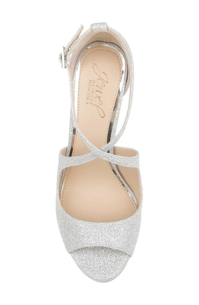 Jewel Badgley Mischka Women's Jonna Crisscross Peep Toe Evening Sandals In Silver Glitter